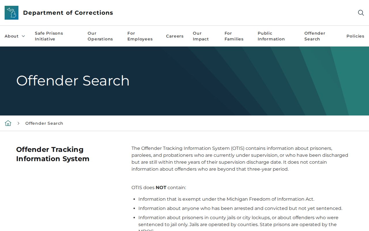 Oceana County release date lookup through Michigan OTIS
